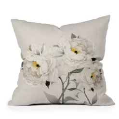 Nadja Peonies Outdoor Throw Pillow White - Deny Designs -Outdoor Garden GUEST ea206bd3 177c 448e a51a 2880ecc84ea0
