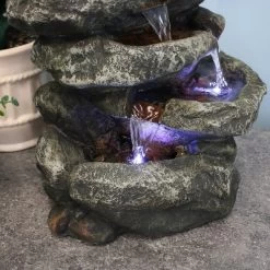 Sunnydaze Decor Sunnydaze Indoor Home Office Relaxing 6-Tiered Stone Falls Tabletop Water Fountain With LED Lights - 15" -Outdoor Garden GUEST eb5c7eb4 55d1 425f 89ad 5aceaef4c7b4