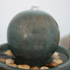 Sunnydaze Decor Sunnydaze Indoor Home Decorative Smooth Glazed Ceramic Orb Tabletop Water Fountain Feature - 7" - Green -Outdoor Garden GUEST eb6d0470 4ddf 49ab b5ec 84813ff642a3