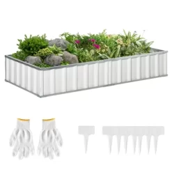 Outsunny 69'' X 36'' Galvanized Raised Garden Bed, DIY Large Planter For Outdoor Plants, No Bottom W/ A Pairs Of Glove For Backyard, Patio To Grow Vegetables, Herbs, And Flowers -Outdoor Garden GUEST ebac50fd 38ce 443b afc1 6e0b1d07bc40