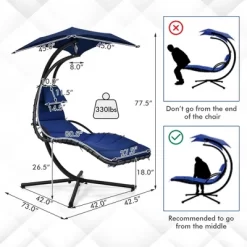 Costway Costway Patio Hanging Lounge Chaise Hammock Chair Removable Canopy Grey/Navy/Turquoise 17 Costway Costway Patio Hanging Lounge Chaise Hammock Chair Removable Canopy Grey/Navy/Turquoise -Outdoor Garden GUEST ebbf7c29 ded3 40dd 8258 9b6342fcc065