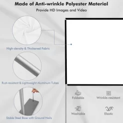 Costway 120'' Projector Screen W/ Stand 16:9 HD 4K Indoor Outdoor Projection Movie Screen -Outdoor Garden GUEST ebbf92cb a215 4290 89fa fd6e3b8e53b0