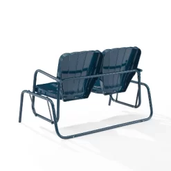 Ridgeland Outdoor Metal Loveseat Glider - Navy - Crosley -Outdoor Garden GUEST ec28e0b1 738d 4019 8994 103965f56ae1