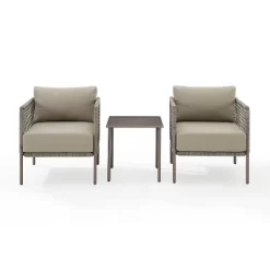 Cali Bay 3pc Outdoor Wicker & Metal Seating Set - Taupe/Light Brown - Crosley -Outdoor Garden GUEST ecbd469b 35db 47e8 a4b8 c61b492ccfae