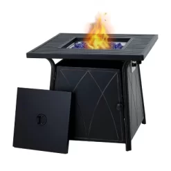 5pc Outdoor Conversation Set With Swivel Chairs & 28" Square Propane Fire Table - Captiva Designs