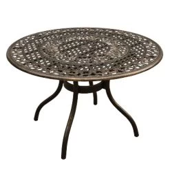 5pc Outdoor Dining Set With Ornate Traditional & Modern Contemporary Mesh Lattice Aluminum 48" Round Table - Bronze - Oakland Living