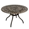 5pc Outdoor Dining Set With Ornate Traditional Mesh Lattice Aluminum 48" Round Dining Table & 4 Chairs - Bronze - Oakland Living