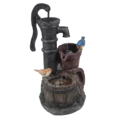 LuxenHome Resin Farmhouse Barrel And Water Pump Outdoor Fountain 10 LuxenHome Resin Farmhouse Barrel And Water Pump Outdoor Fountain -Outdoor Garden GUEST ef1a0932 b375 4303 a780 2d9efc87d7fc