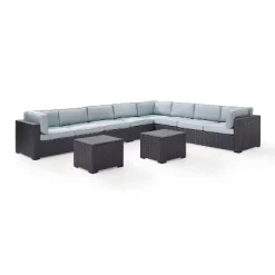 Biscayne 7pc Outdoor Wicker Sectional Set With 2 Coffee Tables - Sangria - Crosley -Outdoor Garden GUEST eff85c87 d1df 4ee8 a61a a1cd85c67596