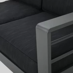 Cape Coral 5pc Aluminum Sofa Set With Cushions - Dark Gray - Christopher Knight Home -Outdoor Garden GUEST f09fd5a8 fd61 49cc a727 b1031779c325