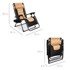 Best Choice Products Oversized Padded Zero Gravity Chair, Folding Outdoor Patio Recliner W/ Headrest, Side Tray -Outdoor Garden GUEST f0ba7360 cb6e 4983 b0c3 2bfbb288f4f3