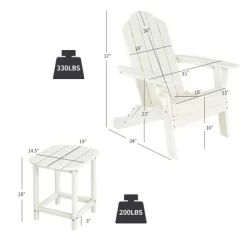 Costway 3PCS Patio Adirondack Chair & Side Table Set Weather Resistant W/ Cup Holder