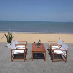 Mardin 4pc Living Set - Natural/Beige - Safavieh -Outdoor Garden GUEST f1315fe3 b22b 4bc6 a468 d2253987accc