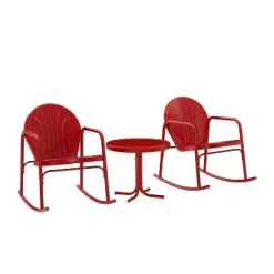 Griffith 3pc Outdoor Rocking Chair Set - Red - Crosley -Outdoor Garden GUEST f186d6ca 8f4e 4360 8da8 ff811963fd3f