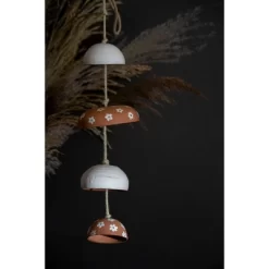 White Floral And Natural Terracotta Hanging Chime - Foreside Home & Garden -Outdoor Garden GUEST f1fabe5d 9f34 4f57 a447 ddaa1a5ef94b