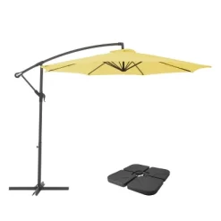 9.5' UV Resistant Offset Cantilever Patio Umbrella With Base Weights - CorLiving -Outdoor Garden GUEST f226403a ec42 4fb5 bc8b 38e5b64097b5