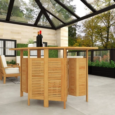 Patio Bar Table Teak - Olivia & May 7 Patio Bar Table Teak - Olivia & May - Image 7