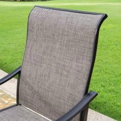 5pc Patio Set With Steel Table With 2" Umbrella Hole & Steel 360 Swivel Sling Arm Chairs - Captiva Designs