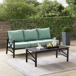 Kaplan 2pc Outdoor Sofa Set - Mist - Crosley -Outdoor Garden GUEST f378ed85 a3f1 4bab be59 646f96683816