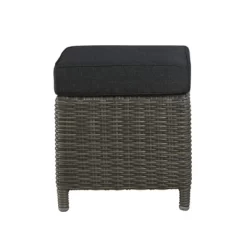 Asti Wicker Outdoor 15" Square Ottomans With Cushions - Gray - Alaterre Furniture -Outdoor Garden GUEST f3a12308 29c0 4b47 a29c c085d7d2c56c