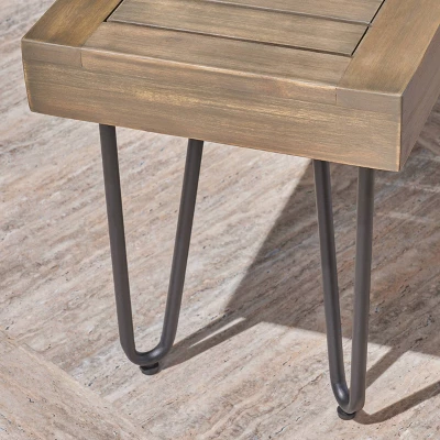 Jane Wood/Metal Patio Industrial Bench - Gray - Christopher Knight Home 3 Jane Wood/Metal Patio Industrial Bench - Gray - Christopher Knight Home - Image 3