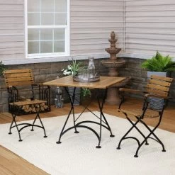 Sunnydaze Decor Sunnydaze Indoor/Outdoor Essential Chestnut Wood Folding Bistro Chair And Table - Dark Brown - 3pc