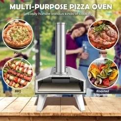 Costway Wood Pellet Pizza Oven Pizza Maker Portable Outdoor Pizza Stone W/ Foldable Leg -Outdoor Garden GUEST f50f0087 5af2 413b b984 fbb1fc2a7d24