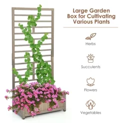 Costway 2PC 68in Wood Planter Box W/Trellis Raised Garden Bed For Climbing Plant -Outdoor Garden GUEST f57abe80 7a90 4ecf b535 8b63aca75a4d