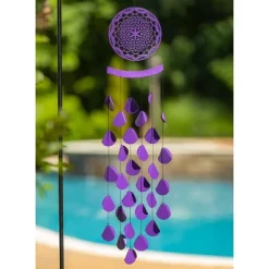 Dawhud Direct 27.5" H Rustic Charcoal Wolf Dreamcatcher Wind Chimes - Outdoor