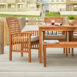 Ravenscroft 6pc Acacia Wood Patio Dining Set - Brown - Saracina Home -Outdoor Garden GUEST f637e9bb 7db7 491c 87af fb487fb22fec