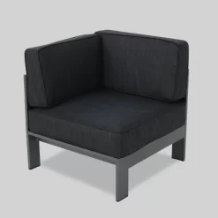 Cape Coral 5pc Aluminum Sofa Set With Cushions - Dark Gray - Christopher Knight Home -Outdoor Garden GUEST f6653ba6 8cfa 4e6e 93aa 76c583df4a5d