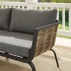 Ashby Loveseat - Gray/Black/Natural - Linon -Outdoor Garden GUEST f6b9a3e9 32d7 4b08 861b ba623bfb97ed