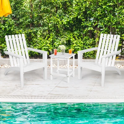 Costway 2PCS Patio Adirondack Chair Side Table Set Solid Wood Garden Deck White 3 Costway 2PCS Patio Adirondack Chair Side Table Set Solid Wood Garden Deck White - Image 3