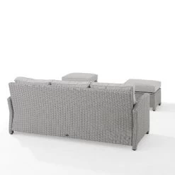 Bradenton 3pc Outdoor Wicker Sofa & 2 Ottoman Set - Gray/Gray - Crosley -Outdoor Garden GUEST f81b7cb0 f3cc 4e80 988b f5749fc5412e