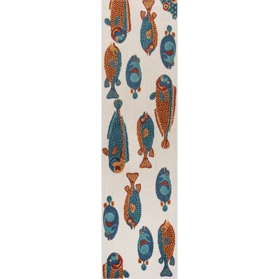 Algarve Modern Fish High-Low Indoor/Outdoor Area Rug - JONATHAN Y 1 Algarve Modern Fish High-Low Indoor/Outdoor Area Rug - JONATHAN Y