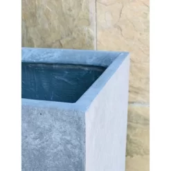 Rosemead Home & Garden, Inc. 10" Wide Kante Lightweight Modern Square Concrete/Fiberglass Indoor Outdoor Planter Box Slate Gray -Outdoor Garden GUEST f93029a5 2549 4274 9dc2 df1b00a4a3a3