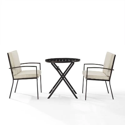 3pc Kaplan Outdoor Steel Chat Set Oatmeal/Bronze - Crosley 5 3pc Kaplan Outdoor Steel Chat Set Oatmeal/Bronze - Crosley - Image 5