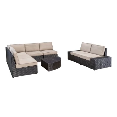 Santa Cruz 8pc Wicker Sectional - Dark Brown - Christopher Knight Home 1 Santa Cruz 8pc Wicker Sectional - Dark Brown - Christopher Knight Home
