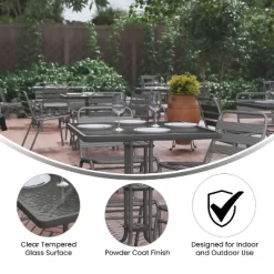 Emma And Oliver 31.5" Square Tempered Glass Metal Table With Smooth Ripple Design Top 15 Emma And Oliver 31.5" Square Tempered Glass Metal Table With Smooth Ripple Design Top -Outdoor Garden GUEST fbc5fe60 eaf4 4c8d a874 696f9e7641aa