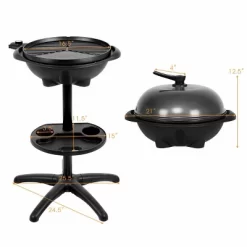 Costway Electric BBQ Grill 1350W Non-stick 4 Temperature Setting Outdoor Garden Camping