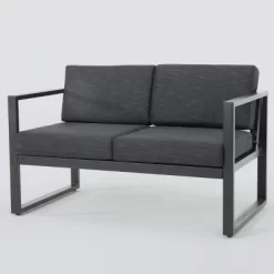 Navan 12pc Aluminum Sectional Sofa Seating Set Black/Dark Gray - Christopher Knight Home -Outdoor Garden GUEST fbd48da7 2345 40e2 923b adf8894f59af