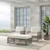 3pc Thatcher Outdoor Steel Chair & Ottoman Set Creme/Driftwood - Crosley