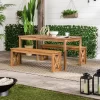 3pc Acacia Wood X Design Outdoor Patio Dining Set - Brown - Saracina Home