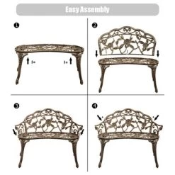 Costway Outdoor Garden Bench Chair Loveseat Cast Aluminum Patio Antique Rose -Outdoor Garden GUEST fd95985b e078 48b0 8345 8d42da5f7d3d