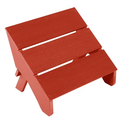 Italica 3pc Set With Modern Adirondack Chair, Side Table & Folding Ottoman - Rustic Red - Highwood 3 Italica 3pc Set With Modern Adirondack Chair, Side Table & Folding Ottoman - Rustic Red - Highwood - Image 3