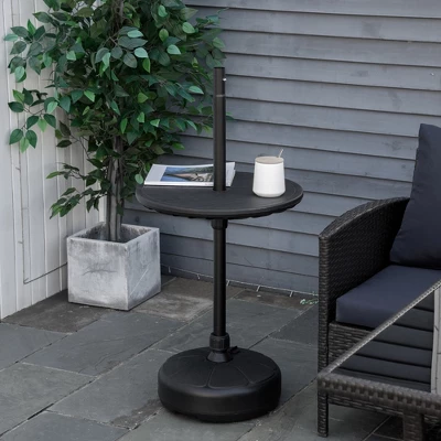 Outsunny 20" Umbrella Table Tray Portable Round Table Top For Beach, Patio, Garden, Swimming Pool, Deck, Black 1 Outsunny 20" Umbrella Table Tray Portable Round Table Top For Beach, Patio, Garden, Swimming Pool, Deck, Black