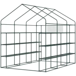 Outsunny 8' X 6' X 7' Walk-in Greenhouse, 18 Shelf Hot House, Roll Up Zipper Door, UV Protective For Flowers, Herbs, Vegetables, Green -Outdoor Garden GUEST ffa53e63 4a89 4c0a 997c 5b0eabfba02d