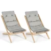 Costway Set Of 2 Foldable Wood Sling Beech Chairs W/ 3 Adjustable Positions&Free Cushion