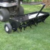 Yard Tuff 48 Inch Steel Tow Behind Plug Aerator With Pneumatic Tires, 32 Coring Plugs, And Universal Hitch For Lawn Mowers, Garden Tractors, And ATVs
