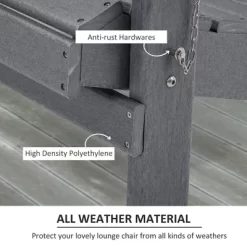 Outsunny 3 Piece Adirondack Chair Set Of 2, HDPE Folding Fire Pit Chairs And Patio Table, Outdoor Furniture With Slatted Seat, Dark Gray -Outdoor Garden GUEST ffef60b4 2edb 4c33 8afb f8fceef8b96a